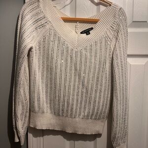 INC International Concepts Cream V-Neck Sweater